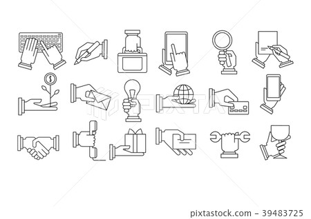 Hand in business situations set, human hand with Hand in business situations set, human hand with 39483725