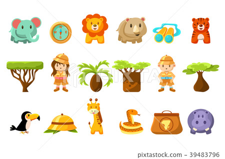 Safari big set, kids and funny african animals 39483796