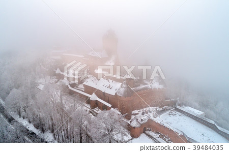 View of the Chateau du Haut-Koenigsbourg in fog View of the Chateau du Haut-Koenigsbourg in fog 39484035