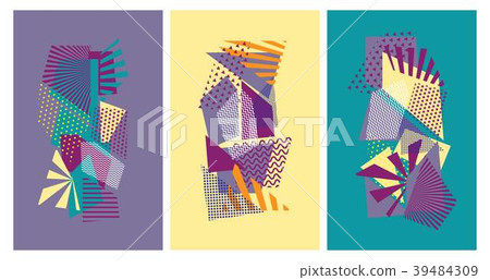 Colorful trendy geometric flat elements of pattern 39484309