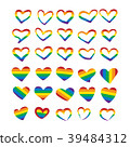 Set of hand drawn sketched Rainbow Heart Shape  39484312