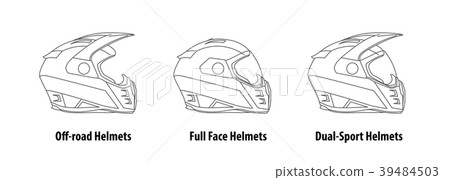 Type of Motorcycle Helmets Outline Vector. 39484503