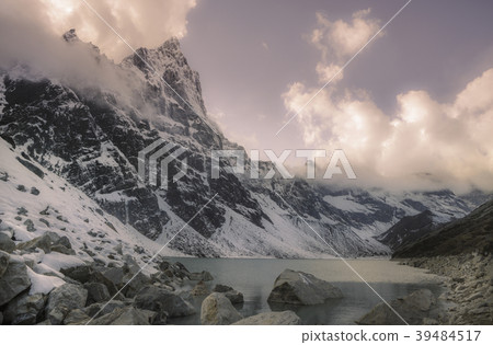 Cholatse summit and lake in Himalayas Nepal 39484517