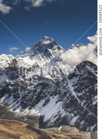 Everest summit from Gokyo Ri peak in Himalayas Everest summit from Gokyo Ri peak in Himalayas 39484525