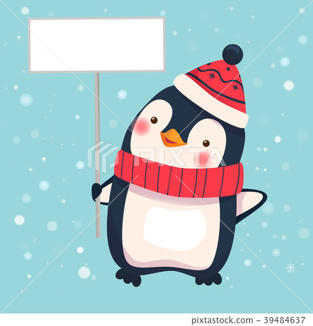 penguin holding sign 39484637