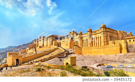 View of Amer Fort in Jaipur. A major tourist 39485172