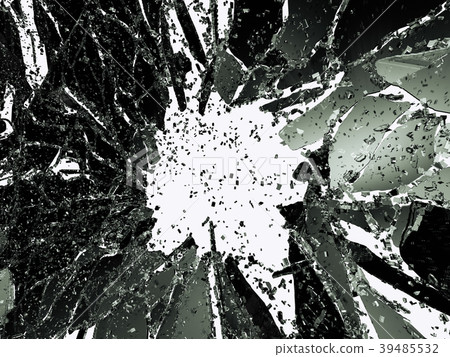 Shattered or demolished glass over white 39485532