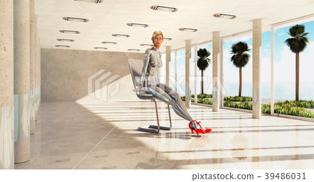 Attractive woman on a chair in an apartment 39486031