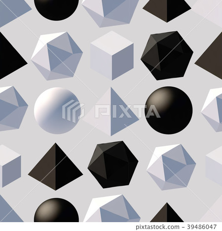 Pattern with 3d shapes. - Stock Illustration [39486047] - PIXTA