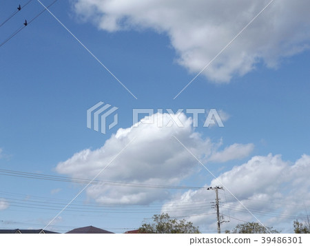 Blue sky and white clouds from the road beside Kusano waterway 39486301