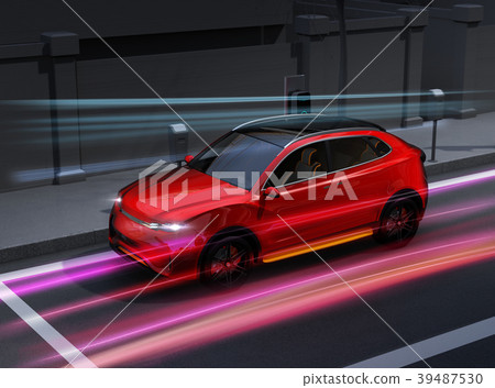 Image of electric SUV charging to the quick charge station. 39487530