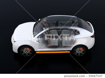 電動SUV的內部的圖像。前排板向後旋轉以彼此面對 39487547