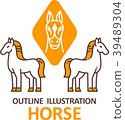 illustration with horse head, stroke outline icon  39489304