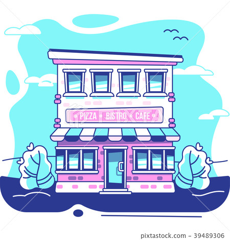 Cafe building, restaurant facade in modern style 39489306