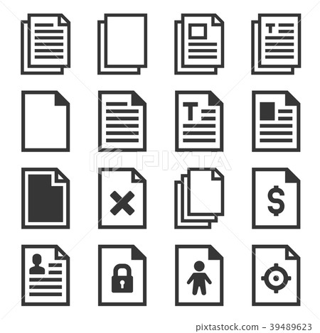 Document Icons Set on White Background. Vector Document Icons Set on White Background. Vector 39489623