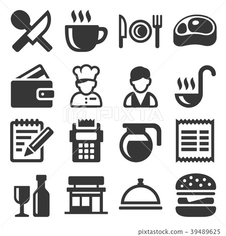 Restaurant , Cooking and Kitchen Icons Set. Vector-插圖素材 [39489625 ...