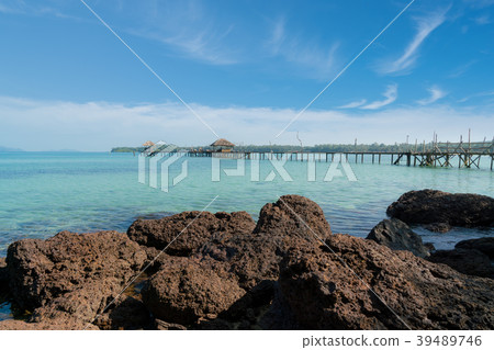 Wooden pier with tropical hut in Phuket, Thailand. Wooden pier with tropical hut in Phuket, Thailand. 39489746