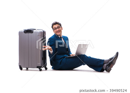 Businessman in business travel concept isolated on Businessman in business travel concept isolated on 39490524