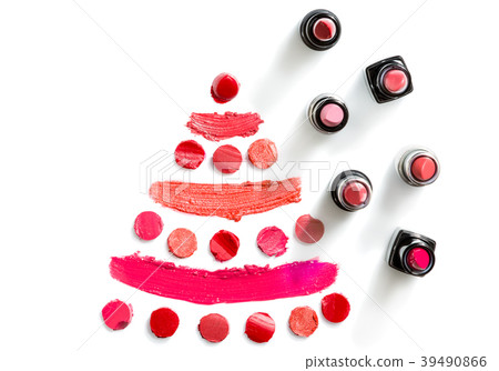 Lipstick on white background top view Lipstick on white background top view 39490866