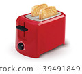 Red toaster with toasted bread  39491849