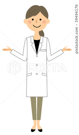 Women's white coat spread out both hands Women's white coat spread out both hands 39494176