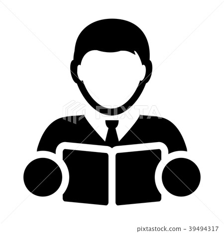 Book Icon Vector With Male Person Profile Avatar - Stock Illustration ...
