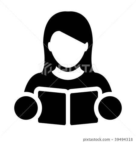 Book Icon Vector With Female Person Profile Avatar - Stock Illustration ...