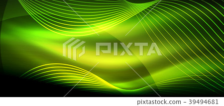 Glowing abstract wave on dark, shiny motion, magic Glowing abstract wave on dark, shiny motion, magic 39494681