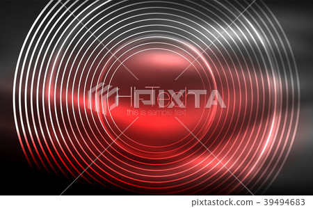 Circular glowing neon shapes, techno background 39494683