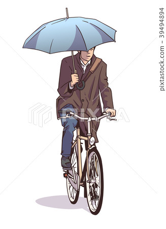 riding bike with umbrella