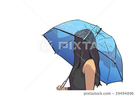 Illustration of young woman holding umbrella Illustration of young woman holding umbrella 39494896