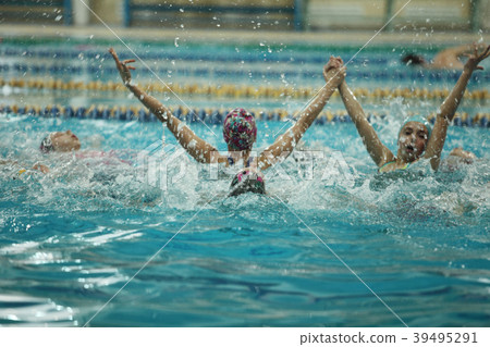 synchronized swimming victory splashes of success 39495291