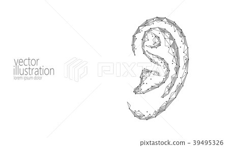 World Deaf Hearing Day. Human ear organ low poly World Deaf Hearing Day. Human ear organ low poly 39495326