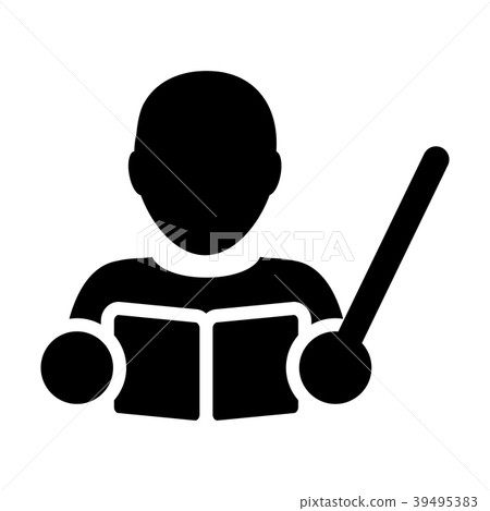 Teacher Icon Vector Male Person Avatar with Book  39495383