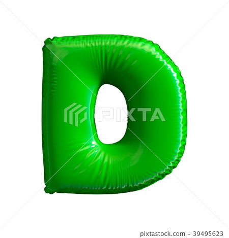 Green letter D made of inflatable balloon isolated Green letter D made of inflatable balloon isolated 39495623