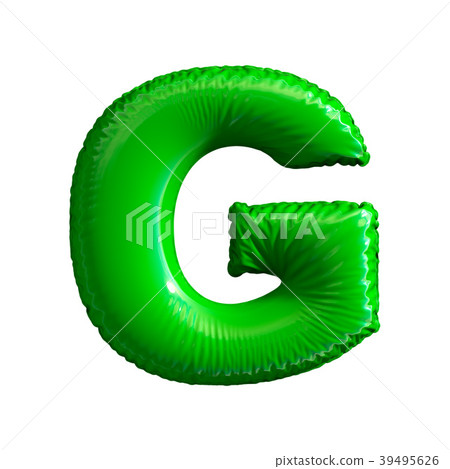 Green letter G made of inflatable balloon isolated 39495626