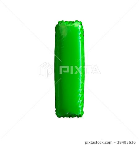 Green letter I made of inflatable balloon isolated 39495636