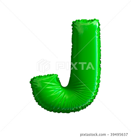 Green letter J made of inflatable balloon isolated 39495637
