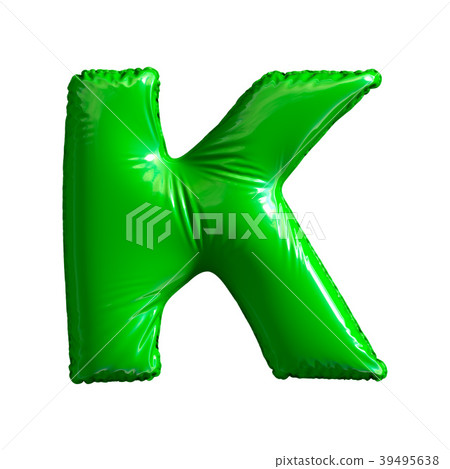 Green letter K made of inflatable balloon isolated 39495638