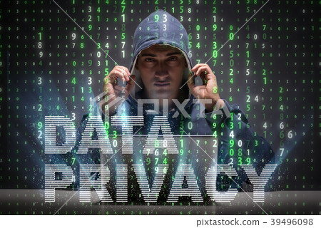 Data privacy concept with hacker stealing personal Data privacy concept with hacker stealing personal 39496098