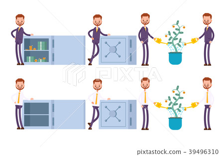 stands at the open safe full of money, the safe i stands at the open safe full of money, the safe i 39496310