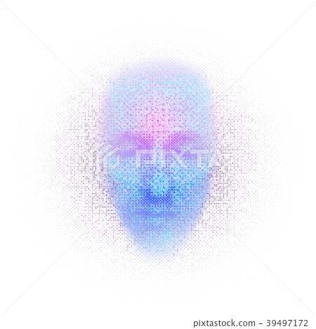 3d rendering of robot face with numbers on white 39497172