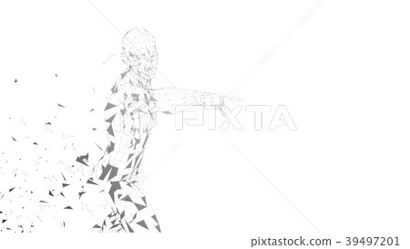 Conceptual abstract man touching or pointing to Conceptual abstract man touching or pointing to 39497201