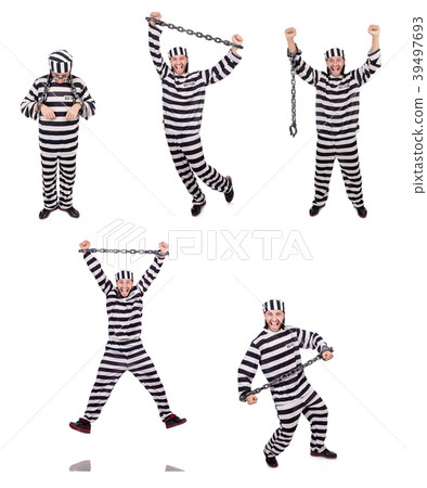 Prison inmate isolated on the white background Prison inmate isolated on the white background 39497693