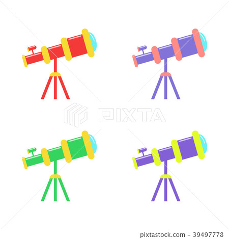 Telescope flat icons in different colors isolated 39497778