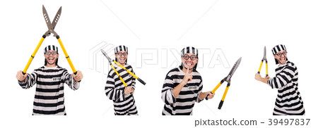 Prison inmate isolated on the white background Prison inmate isolated on the white background 39497837