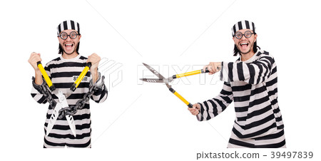 Prison inmate isolated on the white background 39497839
