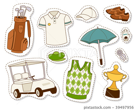Golf icons hobby car equipment cart player golfing Golf icons hobby car equipment cart player golfing 39497956