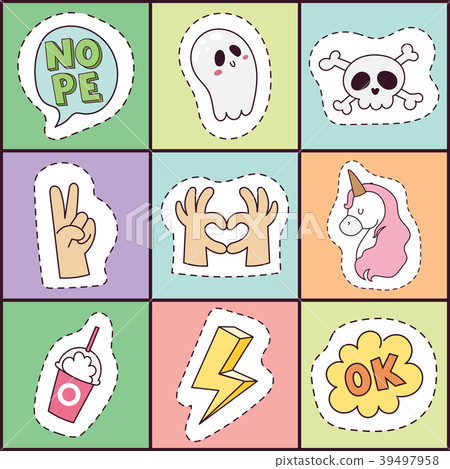 Hipster patches elements hand drawn cute 39497958