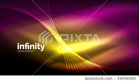 Abstract wave on dark background, shiny glowing 39498988